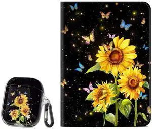 iPad 10Th Generation Case 10.9inch + Airpod Case Compatible with AirPods 2&1 Generation Sunflower Butterfly iPad 10Th Generation Case 10.9inch + Airpod Case Compatible with AirPods 2&1 Generation Sunflower Butterfly