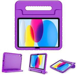 ProCase Kids Case for iPad A16 11th Generation 2025/iPad 10th Generation 2022 with Pencil Holder, iPad 11/10 Case Shockproof Lightweight Cover with Stand Convertible Handle for Children -Purple