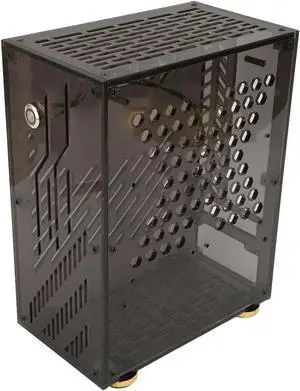 Zopsc Mini ITX Case 4.3L Clear Acrylic Panel 360 Degree Cooling Cushioning Foot Pads Mini PC Case for Flex 1U Power 2.5in SSD. Black