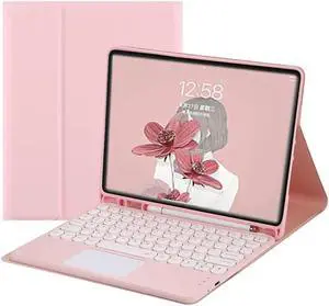 HENGHUI Keyboard Case for iPad Mini 7 (A17 Pro 2024)/ iPad Mini 6th Generation Touchpad Detachable Keyboard Round Key Color Slim Smart Cover for iPad Mini 6,Pink