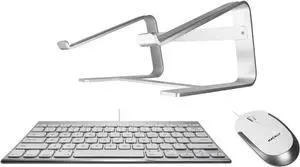 Macally Wired Mini Keyboard, a Silent Wired Mouse, and an Ergonomic Laptop Stand, Perfect College Student Gift