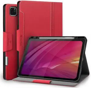 Antbox Case for iPad Pro 12.9'' 6th Generation (2022) 5th/4th/3rd Generation (2021/2020/2018), Built-in Pencil Holder Auto Sleep/Wake Function PU Leather Smart Cover (Red)