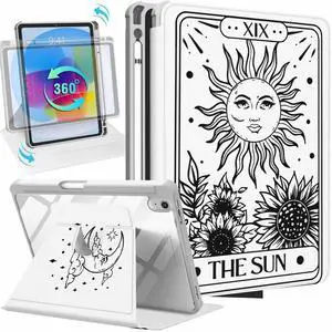 Uppuppy for iPad A16 Case - for iPad 10th Generation Case 10.9 Inch Women Cute Girls Sun Moon Pretty Girly Kawaii Aesthetic Unique Fashion Rotating Stand Folio Tablet Cover for Apple 10/11 2025