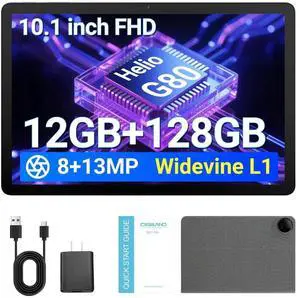 DigiLand Android Tablet, 10.1 inch Android 14 Tablet, Octa-core CPU,12GB RAM+128GB ROM(Support Expand TF) 8MP Front+13MP Back Camera,800x1280 Resolution,WiFi 6 & Bluetooth 5.0,6000 mAh Battery-Gray