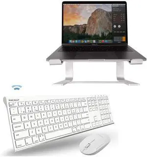 Macally Wireless Bluetooth Keyboard with Mouse and Laptop Stand, Perfect College Gift Macally Wireless Bluetooth Keyboard with Mouse and Laptop Stand, Perfect College Gift