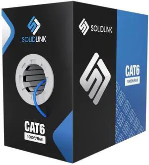 SolidLink 1000ft CAT6 4/UTP Solid Copper Clad Aluminum Conductor Cable 23AWG LAN Network Ethernet 550Mhz Wire (Blue)