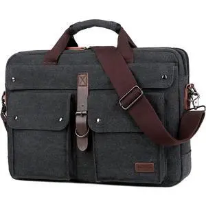 Stylish 17 inch Canvas Laptop Bag Messenger Bag Briefcase Vintage Crossbody Shoulder Bag Military Satchel for Men BC-07 (Light Black) Stylish 17 inch Canvas Laptop Bag Messenger Bag Briefcase Vintage Crossbody Shoulder Bag Military Satchel for Men BC-07 (Light Black)