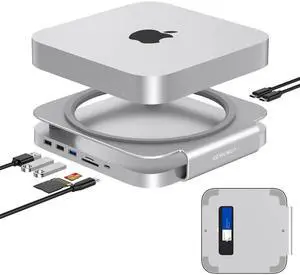 GEWOKLIY Mac Dock and Stand with M.2 SSD, Dual-Card Reader, 10Gbps USB A/C Ports for Mac Mini M1, M2 & Mac Studio Accessories GEWOKLIY Mac Dock and Stand with M.2 SSD, Dual-Card Reader, 10Gbps USB A/C Ports for Mac Mini M1, M2 & Mac Studio Accessories