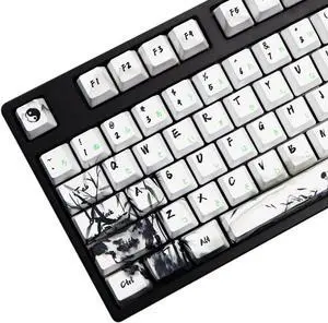 MOLGRIA Keycaps 110 Set Ink Panda for Full Sized Keyboard, Custom PBT OEM Profile Key Caps with Japanese Font for Cherry MX Gateron Khail Switches 60 Percent Gaming Keyboard