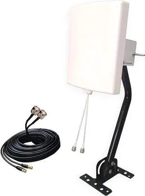 SignalPlus Outdoor 2x2 MIMO Directional WiFi Antennas Long Range 2.4GHz/ 5.8GHz External Panel WiFi Antenna Kit for WiFi Router/Wireless Access Point/Camera with Detachable Antennas (Full Kit)