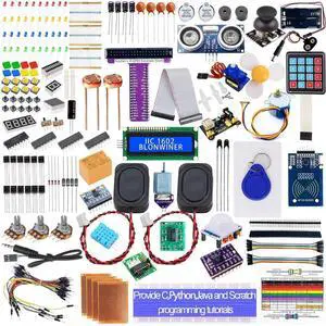Ultimate Starter Kit for Raspberry Pi 5 4 B 3 B+ 400 Zero 2 W, Python C C++ Java Scratch Processing Code, 297 Items, 124 Projects, Online Tutorial Courses for Beginner (Without Raspberry Pi)
