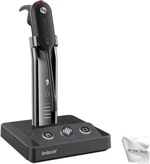 Yealink WH63 Zoom Workplace Certified Headset with Headphones Stand Charger, Connects to Deskphone, PC, Made For Video Meeting on Teams, Zoom, RingCentral, Webex, Meet, Global Teck Microfiber Included