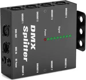 8-Way Isolated DMX512 Splitter Amplifier Distributor with 3-Pin Outputs XLR Signal Transmitter Receiver for DJ Party LED Stage Lighting 8-Way Isolated DMX512 Splitter Amplifier Distributor with 3-Pin Outputs XLR Signal Transmitter Receiver for DJ Party LED Stage Lighting
