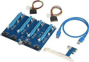 PCI-E 1 to 4 PCI Express 16X Slots Riser Card Mining Modules PCI-e 1X to External 4 PCIe Slots Adapter Pcie Port Multiplier- PCI-E 1 to 4 PCI Express 16X Slots Riser Card Mining Modules PCI-e 1X to External 4 PCIe Slots Adapter Pcie Port Multiplier-