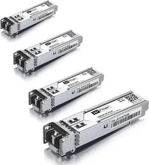 H!Fiber 4 Pack 1.25G Multimode SFP LC Module, 1000Base-SX SFP Transceiver, MMF 850nm, 550m, DDM, for Cisco GLC-SX-MMD, Meraki, Ubiquiti UniFi UF-MM-1G, TP-Link, Fortinet, Intel, Netgear, Mikrotik H!Fiber 4 Pack 1.25G Multimode SFP LC Module, 1000Base-SX SFP Transceiver, MMF 850nm, 550m, DDM, for Cisco GLC-SX-MMD, Meraki, Ubiquiti UniFi UF-MM-1G, TP-Link, Fortinet, Intel, Netgear, Mikrotik