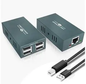 USB Extender Over Ethernet RJ45 LAN Extension, with 4 USB 2.0 Ports, Transmit 50m/165ft Over Ethernet Cat5/5e/6/7, Support Power Over Cable, Play and Plug, No Driver Required USB Extender Over Ethernet RJ45 LAN Extension, with 4 USB 2.0 Ports, Transmit 50m/165ft Over Ethernet Cat5/5e/6/7, Support Power Over Cable, Play and Plug, No Driver Required