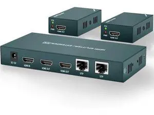 HDMI Extender Splitter 1x2, HD1080P@60Hz & 3D Visual, Extending 165ft (50m) Length Transmission Over CAT5e/CAT6/CAT7 Cable, 2 Channel Transmission with 2 HDMI Loop Out1 HDMI Extender Splitter 1x2, HD1080P@60Hz & 3D Visual, Extending 165ft (50m) Length Transmission Over CAT5e/CAT6/CAT7 Cable, 2 Channel Transmission with 2 HDMI Loop Out1