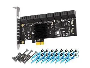 SA3116-C 16-Port PCIe X1 SATA Expansion Card with SATA and Power Cables, Compatible with Windows,Linux,Mac OS,NAS SA3116-C 16-Port PCIe X1 SATA Expansion Card with SATA and Power Cables, Compatible with Windows,Linux,Mac OS,NAS
