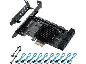 PCIE 1X SATA Card 10 Ports,6 Gbps SATA 3.0 Controller PCIe Expansion Card,Non-Raid,Support 10 SATA 3.0 Devices,with Low Profile Bracket and 10 SATA Cables PCIE 1X SATA Card 10 Ports,6 Gbps SATA 3.0 Controller PCIe Expansion Card,Non-Raid,Support 10 SATA 3.0 Devices,with Low Profile Bracket and 10 SATA Cables