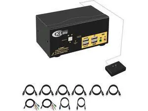 CKLau Dual Port Triple Monitor KVM Switch Displayport with Audio Output, USB 2.0 Hub and Cables Support Extended Display Resolution Up to 4096x2160@60Hz 4:4:4 CKLau Dual Port Triple Monitor KVM Switch Displayport with Audio Output, USB 2.0 Hub and Cables Support Extended Display Resolution Up to 4096x2160@60Hz 4:4:4
