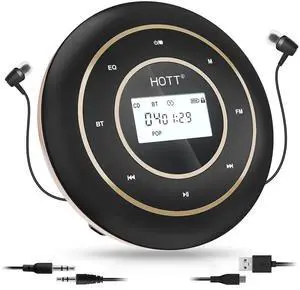 C105 CD Player Portable Anti-Shock Personal Portable CD Player with Headphones USB AUX Output for Car Travel Home - Black C105 CD Player Portable Anti-Shock Personal Portable CD Player with Headphones USB AUX Output for Car Travel Home - Black