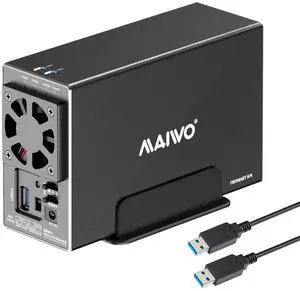 Dual Bay Hard Drive RAID Enclosure with Cooling Fan for 2.5/3.5 inch SATA SSD/HDD, 5Gbps USB 3.0 HDD Enclosure, 48TB Capacity, RAID 0/1/JBOD/PM, Aluminum Case Dual Bay Hard Drive RAID Enclosure with Cooling Fan for 2.5/3.5 inch SATA SSD/HDD, 5Gbps USB 3.0 HDD Enclosure, 48TB Capacity, RAID 0/1/JBOD/PM, Aluminum Case