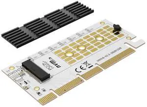 M.2 NVMe SSD to PCIe 4.0 X4 X8 X16 Adapter Card with Aluminum Heatsink Max 64Gbps, Expansion Card for M.2 PCIe NVMe/AHCI M-Key B+M Key 2280 2260 2242 2230 SSD, Tool Free M.2 NVMe SSD to PCIe 4.0 X4 X8 X16 Adapter Card with Aluminum Heatsink Max 64Gbps, Expansion Card for M.2 PCIe NVMe/AHCI M-Key B+M Key 2280 2260 2242 2230 SSD, Tool Free