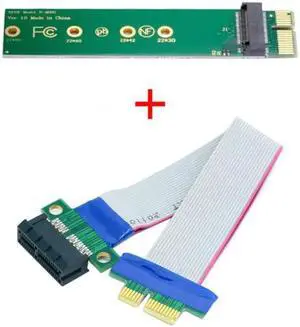 JVFYI EP-051+SA-002 NGFF M-key NVME AHCI SSD to PCI-E 3.0 1x x1 Vertical Adapter with Cable Male to Female Extension