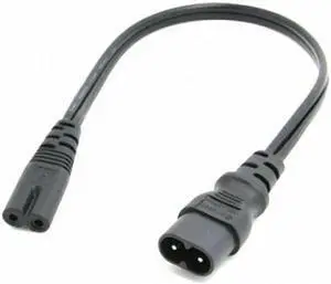 JVFYI PW-029 IEC 60320 C8 Plug to C7 Receptacle Male to Female Extension Power Supply Main Adapter Cable 30cm