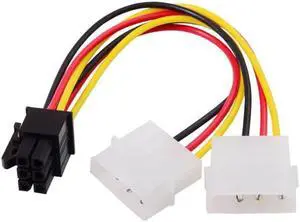 JVFYI SA-027 Dual 4Pin to 6 Pin EPS 12V Graphics Card Power Supply Adapter Converter Cable