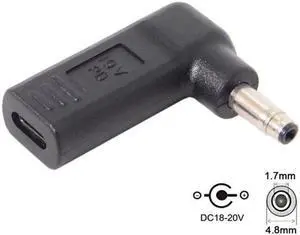 JVFYI UC-112-4817HP USB 3.1 Type C USB-C to DC 19V 4.8*1.7mm Adapter PD Emulator Trigger 90 Degree Angled for HP Laptop JVFYI UC-112-4817HP USB 3.1 Type C USB-C to DC 19V 4.8*1.7mm Adapter PD Emulator Trigger 90 Degree Angled for HP Laptop