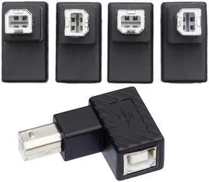 JVFYI U2-038 4Pcs USB 2.0 B Type Male to Female Extension Adapter Horizontal Vertical Angled 90 Degree for Disk Scanner