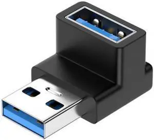 JVFYI 10Gbps USB3.0 Male to Female Extension Power Data Video Adapter 90 Degree Up Angled Type