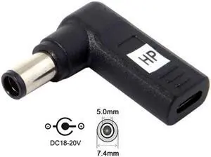 JVFYI UC-112-7450HP USB 3.1 Type C USB-C to DC 7.4*5.0mm HP Adapter PD Emulator Trigger 90 Degree Angled JVFYI UC-112-7450HP USB 3.1 Type C USB-C to DC 7.4*5.0mm HP Adapter PD Emulator Trigger 90 Degree Angled