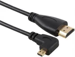 JVFYI HD-066-RI Right Angled 90 Degree Micro HDMI to HDMI Male HDTV Cable for Cell PhoneTabletCamera