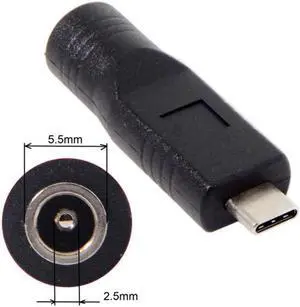 JVFYI DC Jack 5.5*2.5mm Input to USB-C Type-C Power Plug Charge Adapter for Laptop Phone JVFYI DC Jack 5.5*2.5mm Input to USB-C Type-C Power Plug Charge Adapter for Laptop Phone