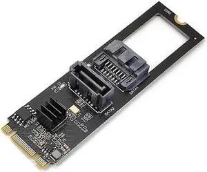 JVFYI NGFF Key B+M PCI Express to SATA 3.0 6Gbps Dual Ports Vertical Horizontal Adapter Converter Hard Drive Extension Card JMB582 2280
