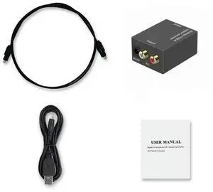 JVFYI Digital Optical Coaxial Signal to Analog DAC SPDIF, Audio Converter Adapter, RCA, Toslink SPDIF Coax To Analog RCA