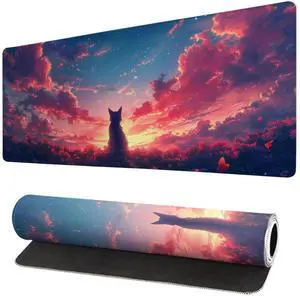 JVFYI Gaming Mouse Pad Desk Pad,Extended Big Mouse Pad,31.5x11.8 Inch Long Computer Keyboard Mouse Mat Mousepad with 3mm Non-Slip Base and Stitched Edge for Gaming and Office (Sunset Cat) JVFYI Gaming Mouse Pad Desk Pad,Extended Big Mouse Pad,31.5x11.8 Inch Long Computer Keyboard Mouse Mat Mousepad with 3mm Non-Slip Base and Stitched Edge for Gaming and Office (Sunset Cat)