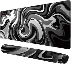 JVFYI Large Gaming Mouse Pad - Black and White Mouse Pad with Stitched Edges, Extended XL Mousepad with Anti-Slip Rubber Base, Ink Liquid Wave Desk Mat for Keyboard and Mouse(31.5x15.8 inch) JVFYI Large Gaming Mouse Pad - Black and White Mouse Pad with Stitched Edges, Extended XL Mousepad with Anti-Slip Rubber Base, Ink Liquid Wave Desk Mat for Keyboard and Mouse(31.5x15.8 inch)