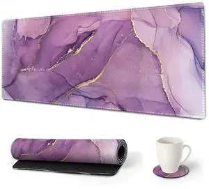 JVFYI Large Gaming Mouse Pad, XXL Keyboard Mouse Mat Extended Desk Pad with Stitched Edges, Durable Non-Slip Base Mousepad for Home Office, 35x15.7inch, Purple Marble JVFYI Large Gaming Mouse Pad, XXL Keyboard Mouse Mat Extended Desk Pad with Stitched Edges, Durable Non-Slip Base Mousepad for Home Office, 35x15.7inch, Purple Marble