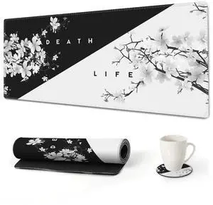 JVFYI Extended Gaming Mouse Pad, XL Large Keyboard Mouse Mat Desk Pad with Stitched Edges, Durable Non-Slip Base Mousepad for Home Office, 35x15.7inch, Black White Cherry Blossom JVFYI Extended Gaming Mouse Pad, XL Large Keyboard Mouse Mat Desk Pad with Stitched Edges, Durable Non-Slip Base Mousepad for Home Office, 35x15.7inch, Black White Cherry Blossom