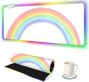 JVFYI RGB Gaming Mouse Pad Large, Keyboard Mousepad Led Extended 35.4 x 15.8 inch Non-Slip Rubber Base with 14 Lighting Modes, Big Desk Mat Waterproof, White Rainbow JVFYI RGB Gaming Mouse Pad Large, Keyboard Mousepad Led Extended 35.4 x 15.8 inch Non-Slip Rubber Base with 14 Lighting Modes, Big Desk Mat Waterproof, White Rainbow