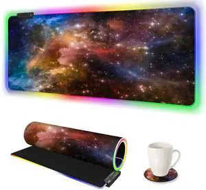 JVFYI Large Gaming Mouse Pad RGB, Keyboard Led Mousepad Extended 35.4 x 15.8 inch Non-Slip Rubber Base with 14 Lighting Modes Desk Mat, Colorful Galaxy Nebula JVFYI Large Gaming Mouse Pad RGB, Keyboard Led Mousepad Extended 35.4 x 15.8 inch Non-Slip Rubber Base with 14 Lighting Modes Desk Mat, Colorful Galaxy Nebula