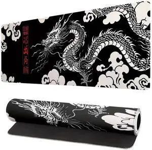 JVFYI Gaming Mouse Pad Desk Pad,Extended Big Mouse Pad,31.5x11.8 Inch Long Computer Keyboard Mouse Mat Mousepad with 3mm Non-Slip Base and Stitched Edge for Gaming and Office (Loong) JVFYI Gaming Mouse Pad Desk Pad,Extended Big Mouse Pad,31.5x11.8 Inch Long Computer Keyboard Mouse Mat Mousepad with 3mm Non-Slip Base and Stitched Edge for Gaming and Office (Loong)