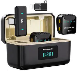 JVFYI SX23 Mini Lavalier Wireless Microphone Interview Collar Clip Dual Lapel Microphone Video Camera Live Streaming Microphone