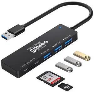 JVFYI 5-in-1 USB 3.0 Hub with SD/TF Card Reader and 3 USB 3.0 Ports for PC, Laptops, Surface Pro, MacBook, iMac Pro JVFYI 5-in-1 USB 3.0 Hub with SD/TF Card Reader and 3 USB 3.0 Ports for PC, Laptops, Surface Pro, MacBook, iMac Pro
