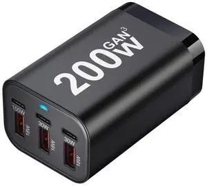 JVFYI 200W 6-Port GaN Desktop Charger with Fireproof Case - PD/QC Fast Charger for Laptop, MacBook, Mobile Phone & Android Devices JVFYI 200W 6-Port GaN Desktop Charger with Fireproof Case - PD/QC Fast Charger for Laptop, MacBook, Mobile Phone & Android Devices