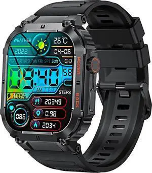 JVFYI Military Smart Watch for Men: 1.96" HD Tactical Rugged, Answer/Make Calls, Heart Rate SpO2 Monitor (Black) JVFYI Military Smart Watch for Men: 1.96" HD Tactical Rugged, Answer/Make Calls, Heart Rate SpO2 Monitor (Black)