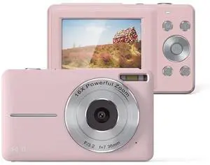 JVFYI FHD 1080P Digital Camera with 16x Zoom & Anti-Shake, 44MP Point and Shoot Kids Camera pink JVFYI FHD 1080P Digital Camera with 16x Zoom & Anti-Shake, 44MP Point and Shoot Kids Camera pink